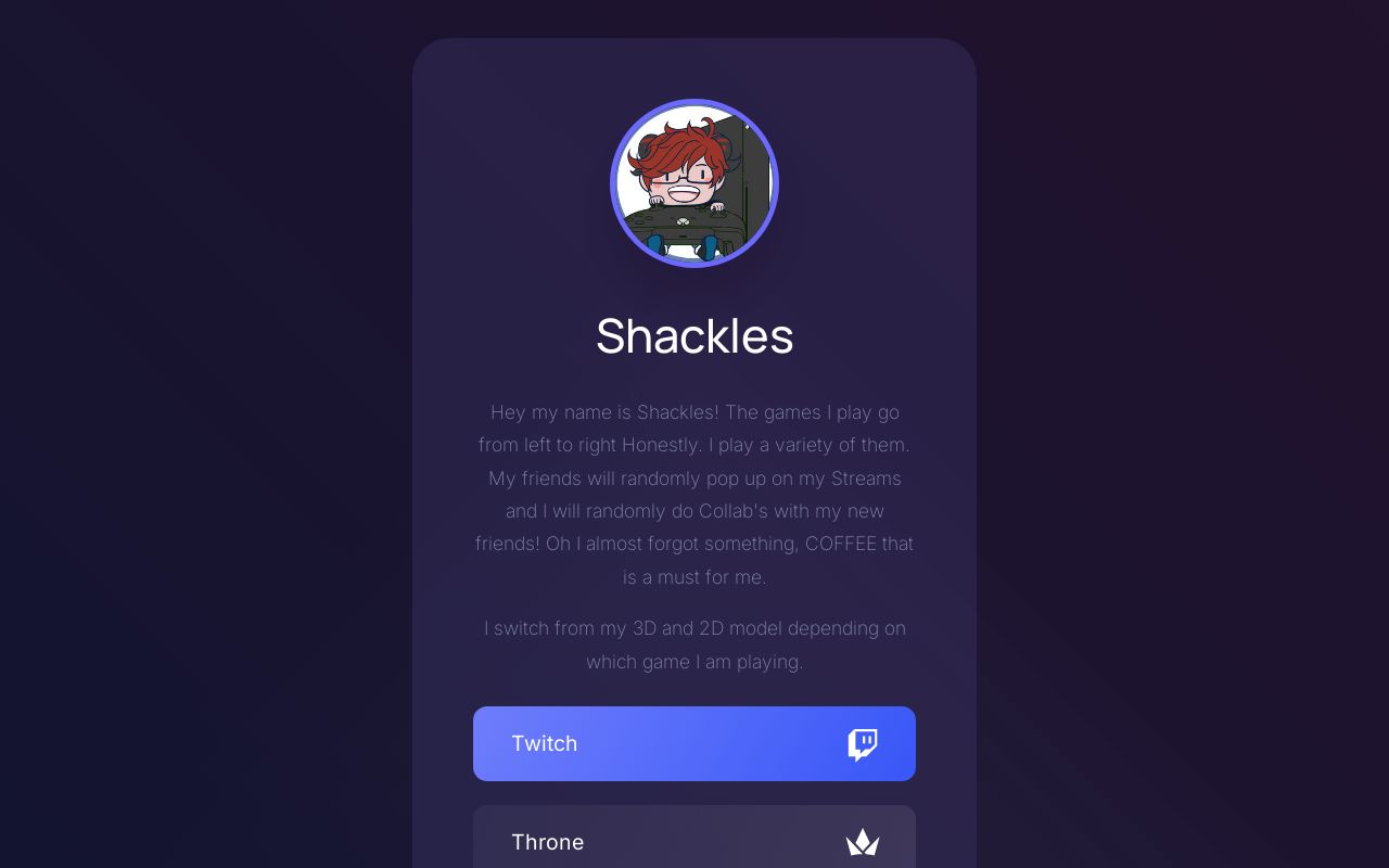 Carrd profile picture for @shackles